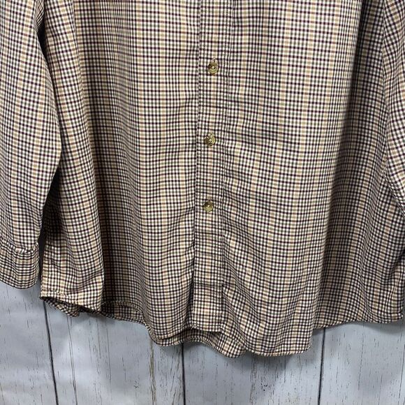 LL Bean Button Up Shirt Men XL Tall Brown Plaid Long Sleeve - Picture 11 of 16